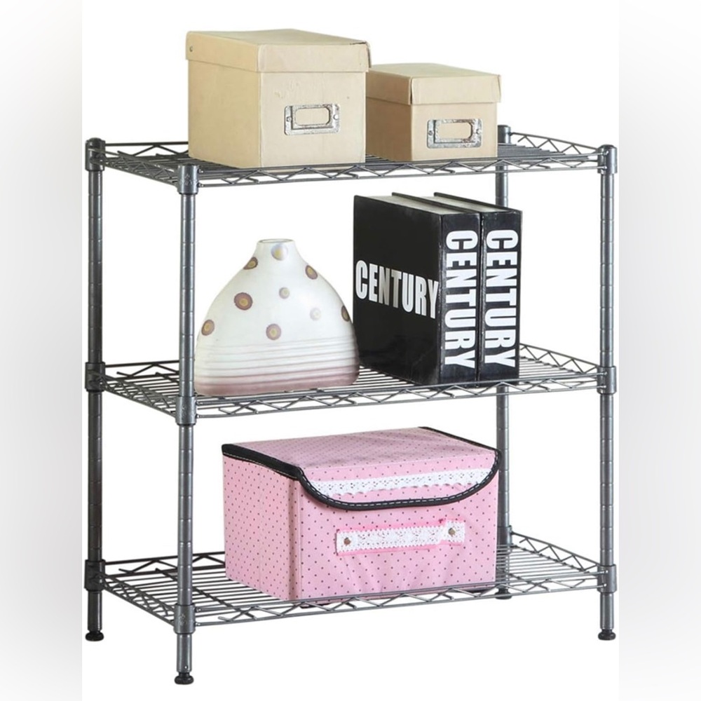 Heavy Duty GRAY 3-Tier Steel Wire Storage Shelving Unit 36” W x 37” H x 14” D